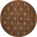 Round Persian Brown Traditional Rug, tr1368brn