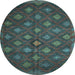 Round Persian Light Blue Traditional Rug, tr1368lblu