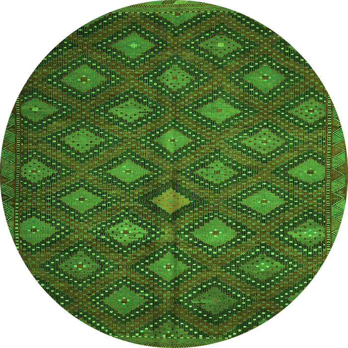 Square Persian Green Traditional Rug, tr1368grn