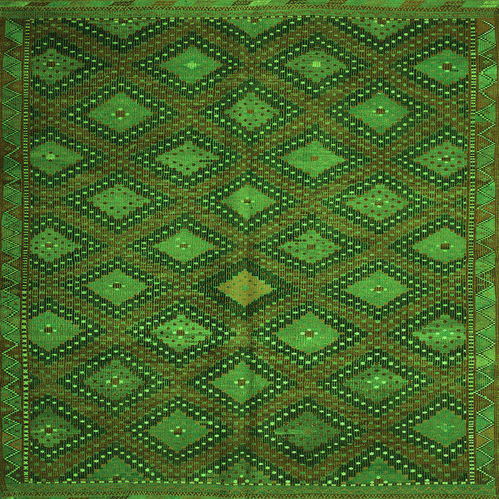 Round Machine Washable Persian Green Traditional Area Rugs, wshtr1368grn