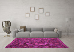 Machine Washable Persian Pink Traditional Rug in a Living Room, wshtr1368pnk