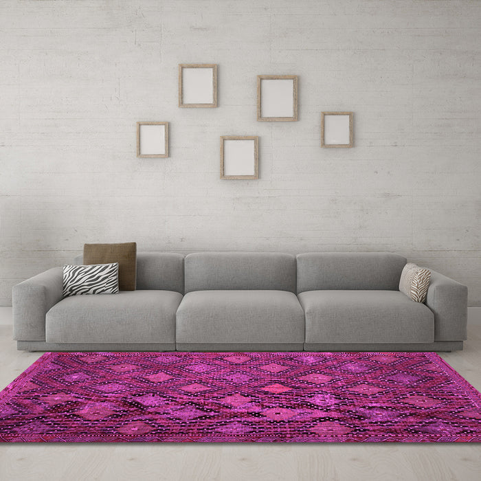 Machine Washable Persian Pink Traditional Rug in a Living Room, wshtr1368pnk