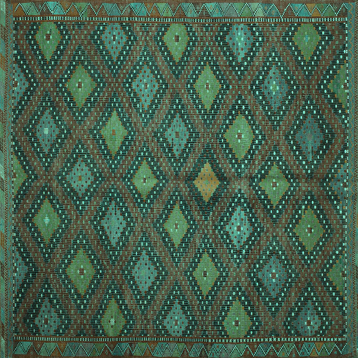 Square Machine Washable Persian Turquoise Traditional Area Rugs, wshtr1368turq