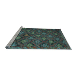 Sideview of Machine Washable Persian Light Blue Traditional Rug, wshtr1368lblu