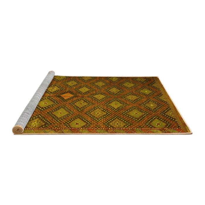 Sideview of Machine Washable Persian Yellow Traditional Rug, wshtr1368yw