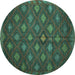 Round Persian Turquoise Traditional Rug, tr1368turq