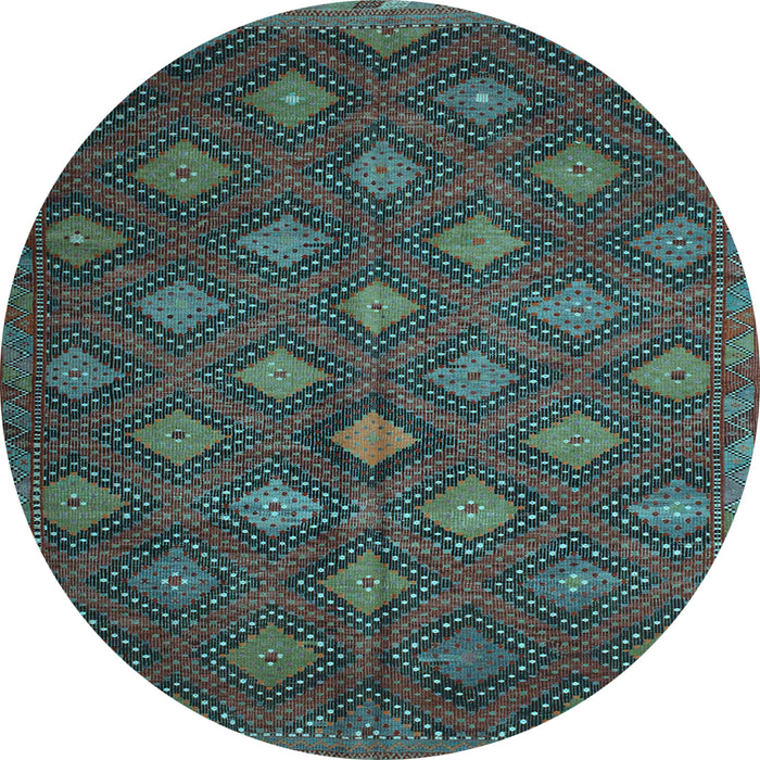 Round Machine Washable Persian Light Blue Traditional Rug, wshtr1368lblu