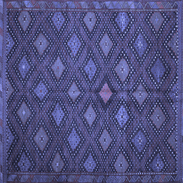 Square Machine Washable Persian Blue Traditional Rug, wshtr1368blu