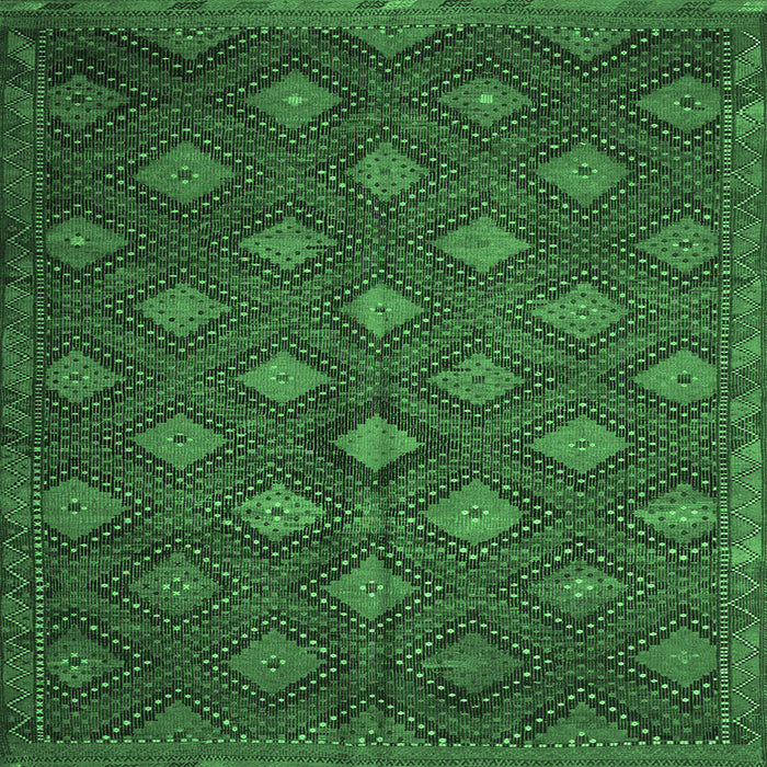 Square Persian Emerald Green Traditional Rug, tr1368emgrn
