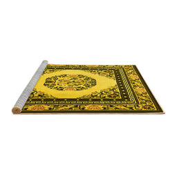 Sideview of Machine Washable Oriental Yellow Asian Inspired Rug, wshtr1369yw
