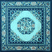 Square Machine Washable Oriental Light Blue Asian Inspired Rug, wshtr1369lblu