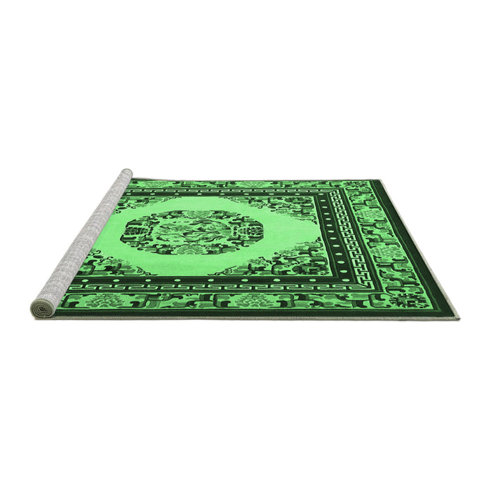 Sideview of Machine Washable Oriental Emerald Green Asian Inspired Area Rugs, wshtr1369emgrn