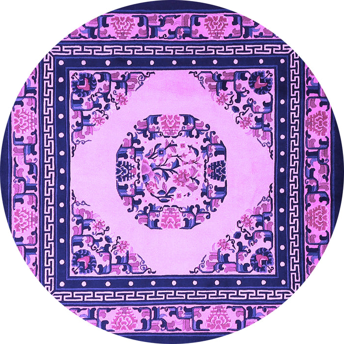 Round Oriental Purple Asian Inspired Rug, tr1369pur