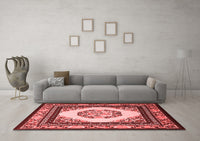 Machine Washable Oriental Red Asian Inspired Rug, wshtr1369red