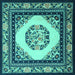 Square Oriental Turquoise Asian Inspired Rug, tr1369turq