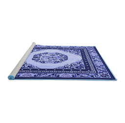 Sideview of Machine Washable Oriental Blue Asian Inspired Rug, wshtr1369blu