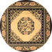 Round Oriental Brown Asian Inspired Rug, tr1369brn