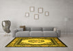 Machine Washable Oriental Yellow Asian Inspired Rug in a Living Room, wshtr1369yw