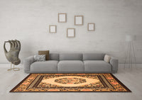 Machine Washable Oriental Orange Asian Inspired Rug, wshtr1369org