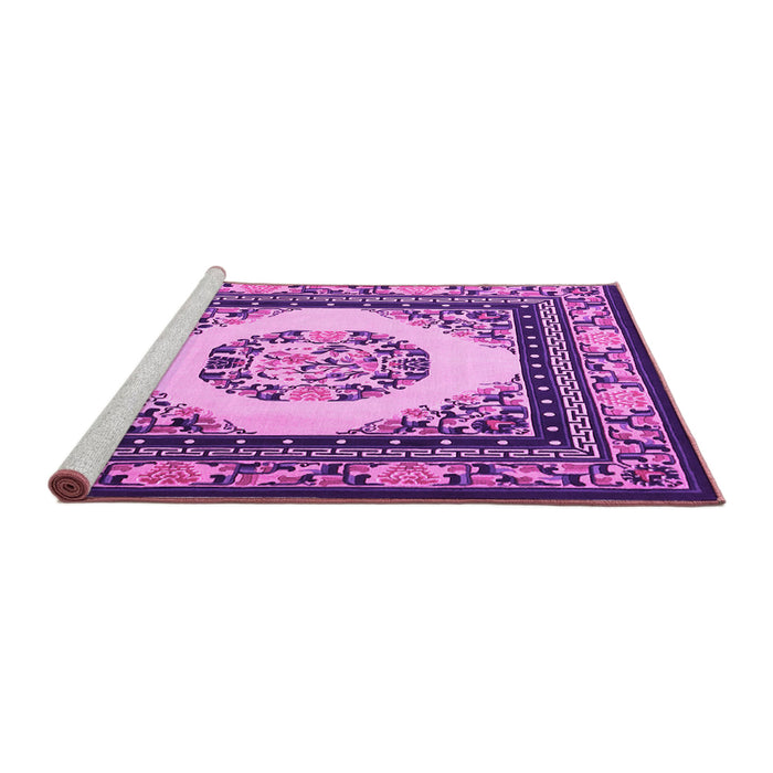 Sideview of Machine Washable Oriental Pink Asian Inspired Rug, wshtr1369pnk