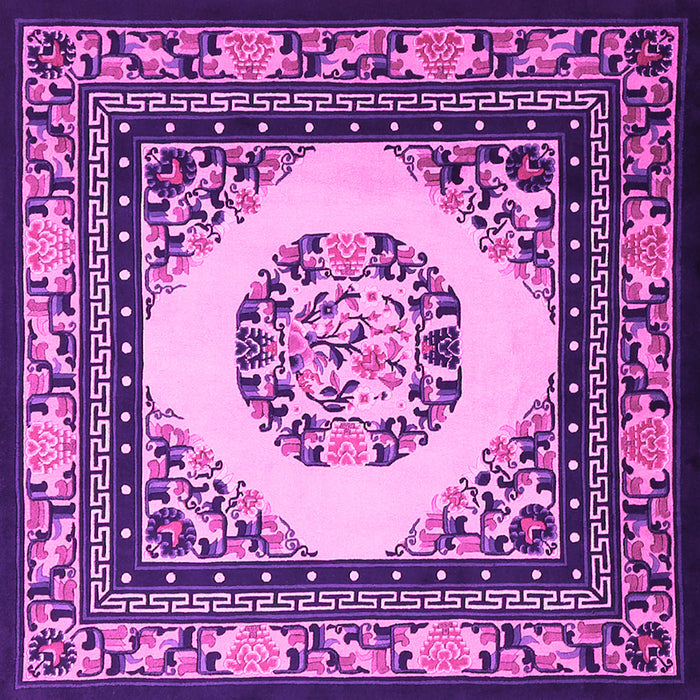 Square Oriental Pink Asian Inspired Rug, tr1369pnk