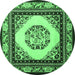 Round Oriental Emerald Green Asian Inspired Rug, tr1369emgrn