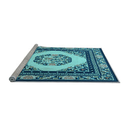 Sideview of Machine Washable Oriental Light Blue Asian Inspired Rug, wshtr1369lblu