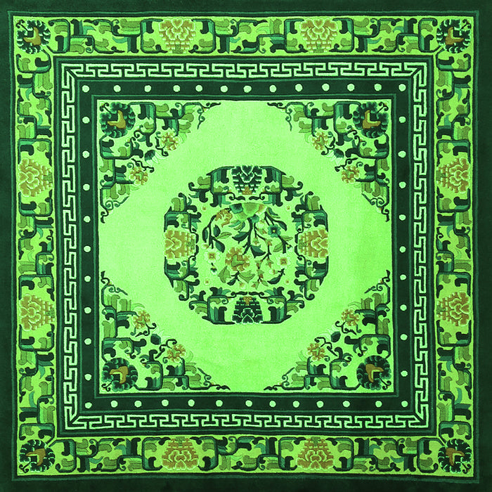 Serging Thickness of Oriental Green Asian Inspired Rug, tr1369grn