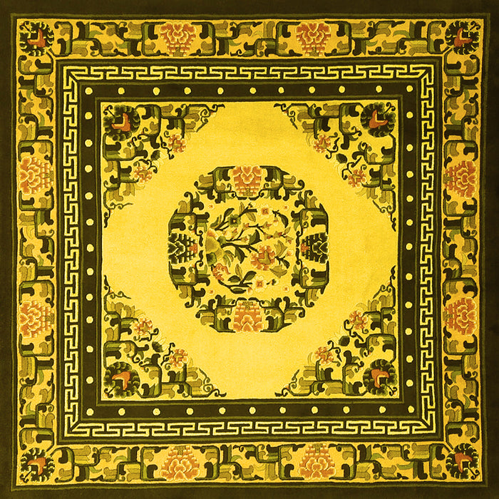 Square Oriental Yellow Asian Inspired Rug, tr1369yw