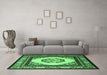 Machine Washable Oriental Emerald Green Asian Inspired Area Rugs in a Living Room,, wshtr1369emgrn