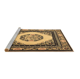 Sideview of Machine Washable Oriental Brown Asian Inspired Rug, wshtr1369brn