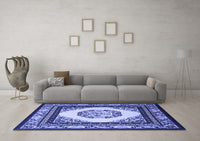 Machine Washable Oriental Blue Asian Inspired Rug, wshtr1369blu