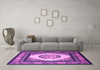 Machine Washable Oriental Pink Asian Inspired Rug, wshtr1369pnk