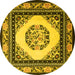 Round Oriental Yellow Asian Inspired Rug, tr1369yw