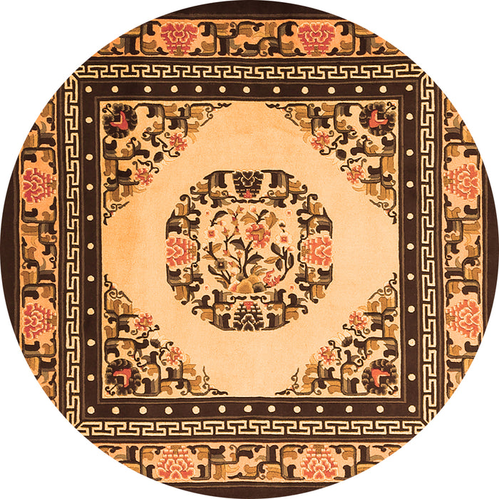 Square Oriental Orange Asian Inspired Rug, tr1369org