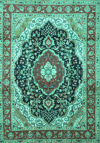 Medallion Turquoise Traditional Rug, tr136turq