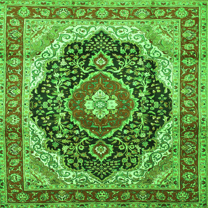 Serging Thickness of Medallion Green Traditional Rug, tr136grn