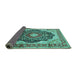 Sideview of Medallion Turquoise Traditional Rug, tr136turq