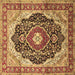 Square Medallion Brown Traditional Rug, tr136brn