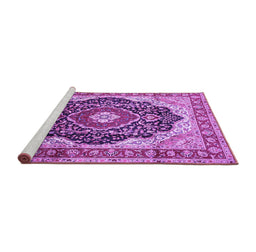 Sideview of Machine Washable Medallion Purple Traditional Area Rugs, wshtr136pur