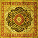 Square Medallion Yellow Traditional Rug, tr136yw