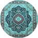 Round Medallion Light Blue Traditional Rug, tr136lblu