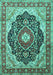 Machine Washable Medallion Turquoise Traditional Area Rugs, wshtr136turq