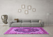 Machine Washable Medallion Purple Traditional Area Rugs in a Living Room, wshtr136pur