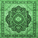 Square Machine Washable Medallion Emerald Green Traditional Area Rugs, wshtr136emgrn