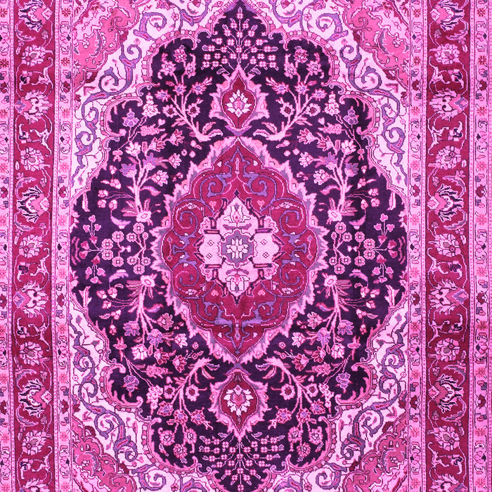 Machine Washable Medallion Pink Traditional Rug, wshtr136pnk