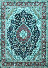 Medallion Light Blue Traditional Rug, tr136lblu