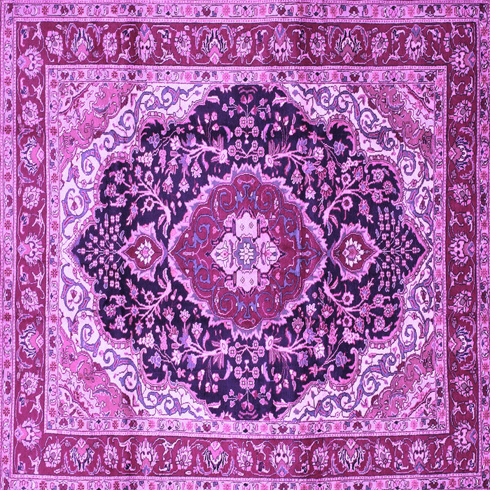 Square Machine Washable Medallion Purple Traditional Area Rugs, wshtr136pur