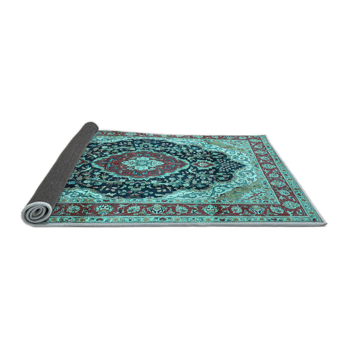 Sideview of Medallion Light Blue Traditional Rug, tr136lblu