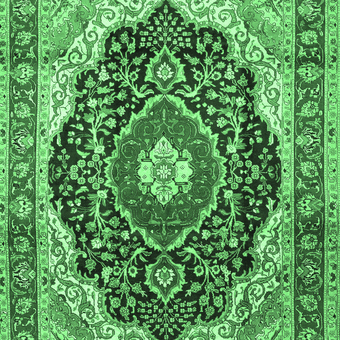 Medallion Emerald Green Traditional Rug, tr136emgrn